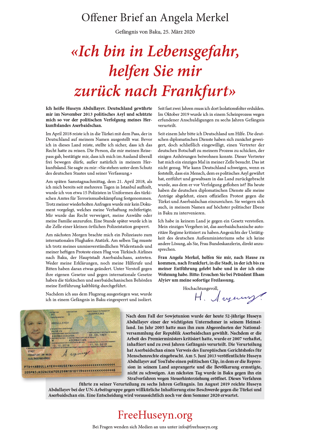 Offener Brief an Angela Merkel