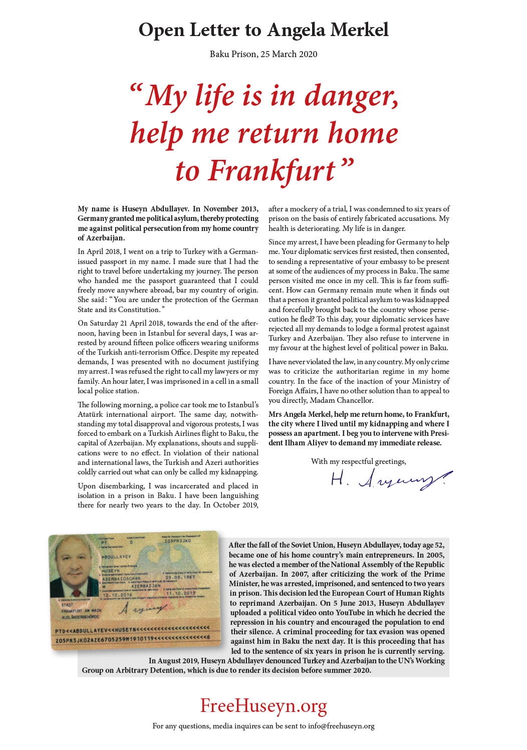 Open Letter to Angel Merkel